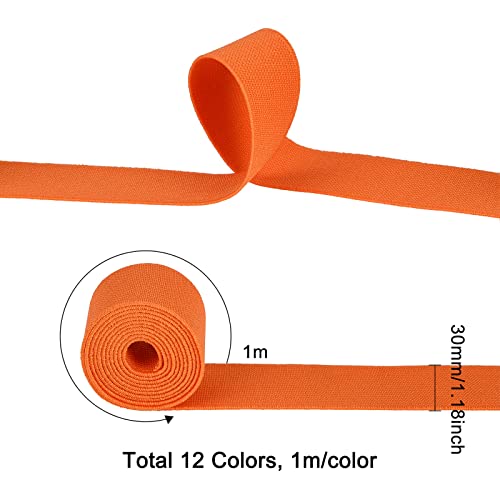 Benecreat 12 Colors 13 Yards Ribbon Elastic 30Mm/1.2'' Wide Stretch Sewing Craft Elastic Band For Hair Ties Headbands #TOP1