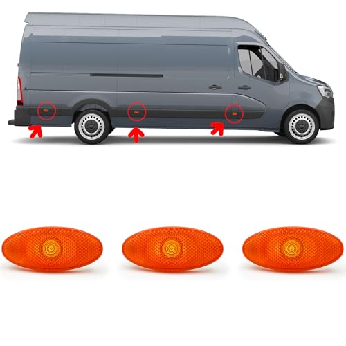 NIMOVA 3x Side Marker Indicator Lamp Light Lens Amber For Renault Master Mk3, Vauxhall Movano B Mk2, Nissan NV400, 261B00001R, 4419475, 2618000Q0A
