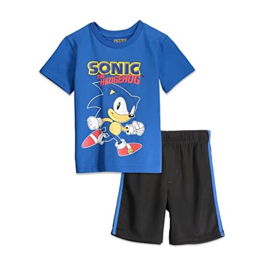 SEGA Sonic The Hedgehog Little Boys T-Shirt and Mesh Shorts Outfit Set Blue/Black 6