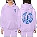 Pink Sweatsuits Teen Girls 2 Piece Outfit Pom Flower Graphic Hoodies with Sweatpants 2 Piece Sets Aesthetic Preppy Clothes Pink Puff Hoodie Girls 8-9 Years Boys Hoodies Size 8-10