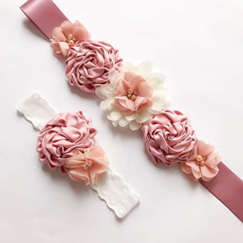 Maternity Flower Sash Belt Flower Girls Dress Belt Bridal Floral Pregnant Sash JB292