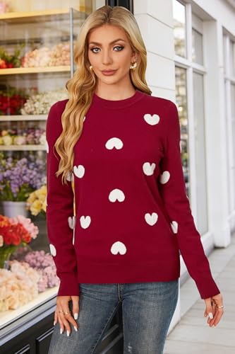 Image of Arach&Cloz Women's Wool Blend Classic Crew Neck Casual Fall Sweaters