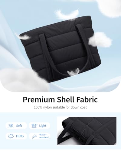 Image of Narwey Puffer Tote Bag for Women Girl, Puffy Travel Gym Shoulder Handbag