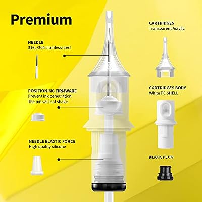 HAWINK 1RL Tattoo Needles Cartridge #10 Bugpin 3 Round Liner X-Taper 50PCS with Membrane Professional Disposable EN05S-50-1001RL