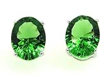 E10810P & P11014 Mt St Helens Helenite Oval Shape Sterling Silver Studs Earrings and Pendant (Blue)