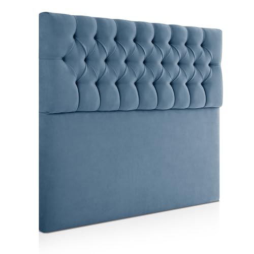 SUENOSZZZ-ESPECIALISTAS DEL DESCANSO Cabecero Copenhague de Gran Acolchado, con Botones en capitoné para Camas de 150 (160 x 120 cm) Tapizado en Tela Antimanchas Color Azul