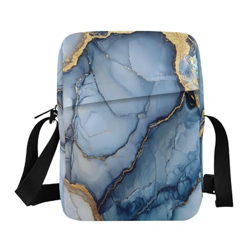 messenger bag cute Shoulder Bag Shoulder Handbag For Travel Adjustable Strap for Outdoor Daily Outdoor Daily- Marble Royal Blue Gray