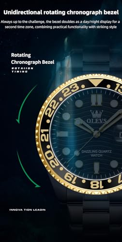 Image of OLEVS Mens Black Watches Classic Stainless Steel Analog Male Watch Waterproof Luminous Date Luxury Business Wrist Watch for Male Set