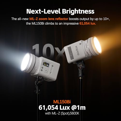 Image of GODOX ML150Bi LED Video Light BI-Color 2800K-6500K,Portable Handheld Led Photo Monolight,CRI 96+ TLCI 96+,61054Lux@1m,Support NFC&APP, for Photographers,Filmmakers,Studios