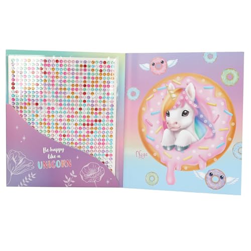 Depesche 13483 Ylvi - Stickerbuch mit 10 Seiten Einhorn Motiven zum Verzieren, inkl. glitzernder Schmucksteinchen zum Aufkleben