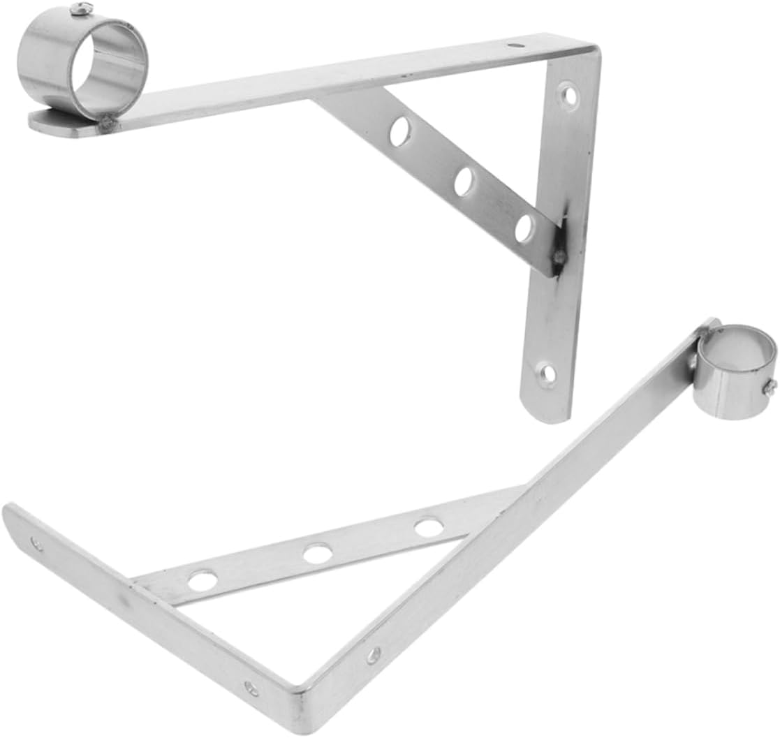 2pcs Stainless Steel Wall Mounted Closet Rod Brackets Heavy Duty Triangular Pole Support for Laundry Hanging Rack Durable Socket Holders for Space Optimization