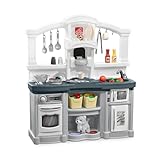 Step2 Fun with Friends Kids Kitchen Playset, Indoor/Outdoor Kitchenette with Lights & Sounds, Durable Plastic, 25-Piece Toy Accessories, Toddlers 2+ Years, Gray
