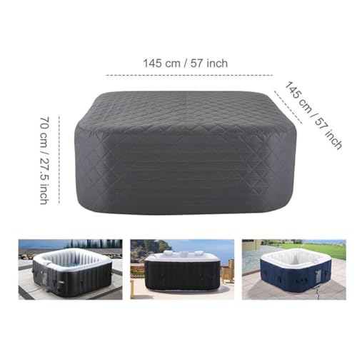 Couverture de spa isolante gonflable 145x145 cm pour jacuzzi carré