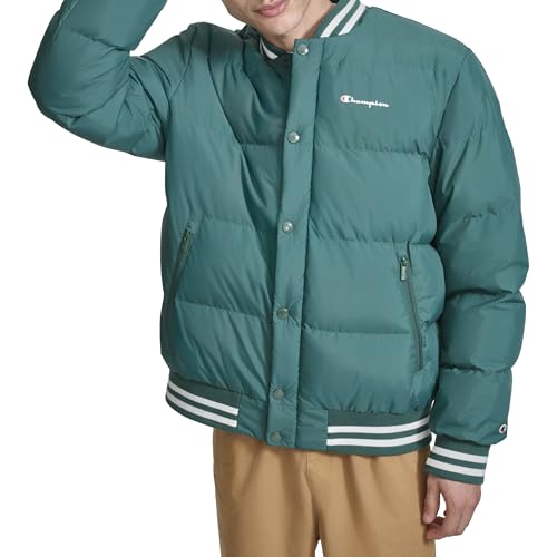 Champion Men's Varsity Bomber Puffer Jacket, Rainforest, Medium - image 3