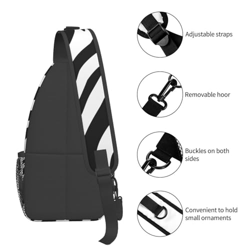 Bolso bandolera con textura cebra negra ajustable para mujer y hombre miniatura 5