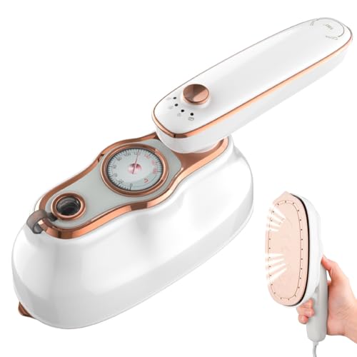 Tragbares Steamer Dampfbügeleisen, 1200W Reise Bügeleisen mit Zwei BüGelmodi, Hemdenbügler mit 200 ml Wassertank, Handheld Bügeleisen mit klappbarem Griff für Zuhause Reise (Beige) (Beige)