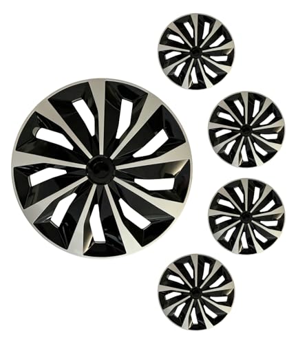 Hubcap Wheel Covers Replacement R16 Size Hub Caps Universal-Fit Steel Wheel Rim Cap ABS Tire Cover for Most Cars Trucks SUV Sedans -Set of 416-inchSilver-Black