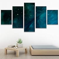 SIGNWIN 5 Panel Canvas Wall Art Modern Art Astronomy & Space Cosmic Decorative Elements Dramatic Multicolor Photography for Home Decorations Ready to Hang - 60