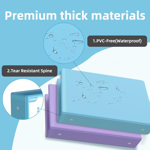 2 inch Binder 3 Ring, 4 Pack View Binder with 2 Pockets,PVC-Free,Customizable Clear View Cover for 8.5 x 11'' Letter Size Papers，Holds 450 Sheets, Round Ring by Clipique - Image 2