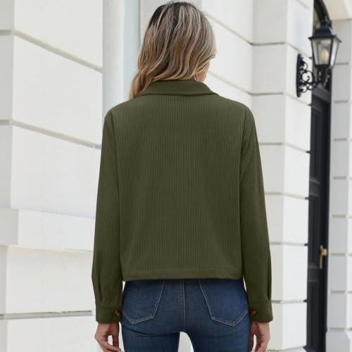 Womens Corduroy Jacket Fall Light Cropped Jackets Dressy Casual Shacket - image 4