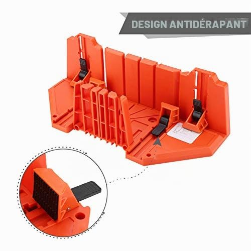 Boîte à onglets en plastique, Boîte à Onglets de Serrage à Angles Multiples en Plastique ABS Boîte de scie à onglet réglable pour couper les plinthes 0°, 22,5 °, 45 ° et 90 ° 14 Pouces