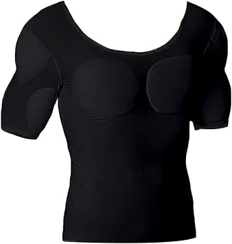 Men Fake Muscle Shirt Padded Chest Underwear Breathable Comfort Shaper Padded Chest Undershirt