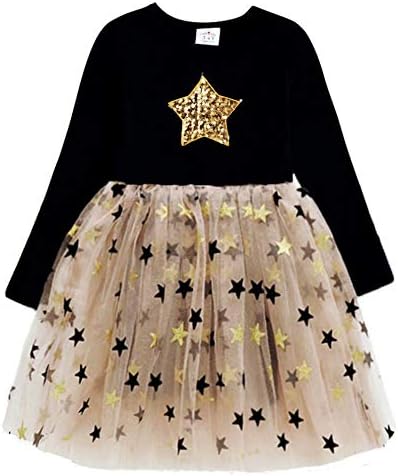 VIKITA Girls Dresses for Winter Long Sleeve Toddler Girls Clothes Party Tulle Dresses for Girls 3-12 Years