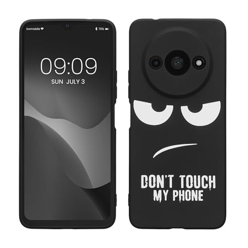 kwmobile Hülle kompatibel mit Xiaomi Redmi A3 - Handyhülle Silikon Case - Dont Touch My Phone Weiß Schwarz