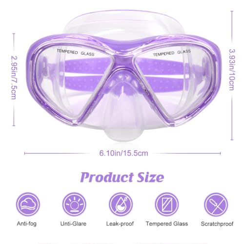 Image of Kids Swim Goggles Snorkel Diving Mask for Boys Girls Ages 5-15, Anti-Fog Swimming Goggles with Nose Cover