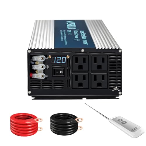 Image of WZRELB 5000W Pure Sine Wave Inverter 12V DC to 110V 120V AC with LED Display,Remote Controller,Off-Grid Power Converter 10000W Surge with 4 AC Outlets, Hardwire Terminal for Home, RV, Truck, Camping