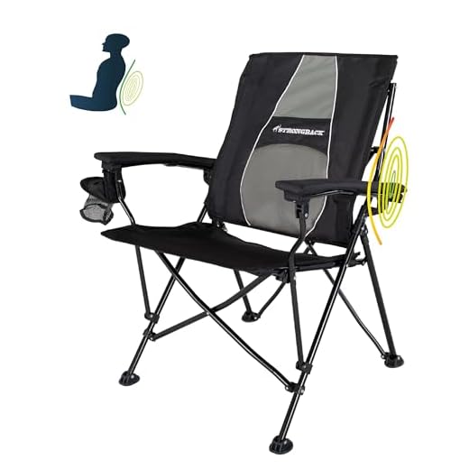 STRONGBACK Elite Folding Camping Chair with Lumbar Support, Black