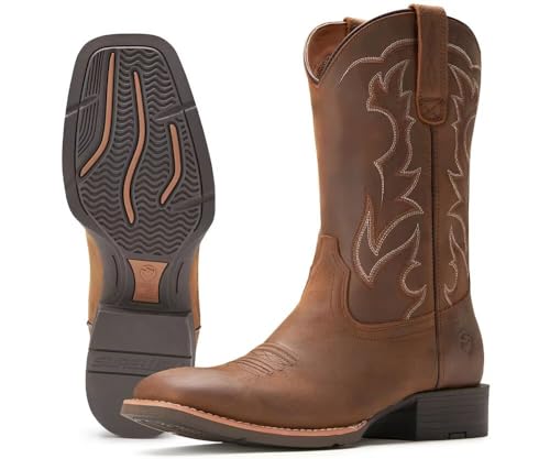 Cowboy Boots - Mens Sport Wide Square Toe Western Boot,Oil/Slip Resistant,Durable Fashionable Classic Pull on 10 Inch Wellington Boots3