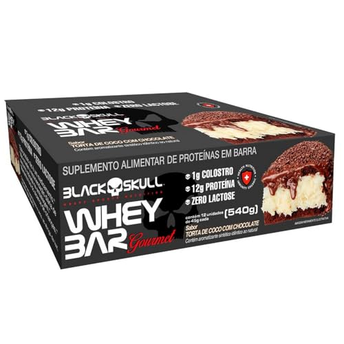 Whey Bar Gourmet Zero Lactose C/12 540g - Black Skull (Torta de Coco com Chocolate)