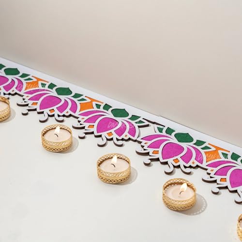 Divyakosh Portable MDF Rangoli Stencil -2 PCS | 16 Inch - Color NOT Included | MDF Reusable Rangoli for DIY Floor & Table Decor | | Festival Decoration for Diwali