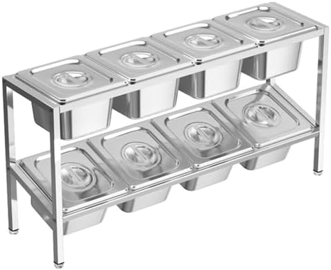 Commercial Spice Rack Set, Condiment Racks, Salad Jam Fruits Seasoning Racks For Kitchens Buffets, Topping Station Countertop Organizer Shelf Food Container Dispenser(Silver-a,70.5x18.5x35cm)