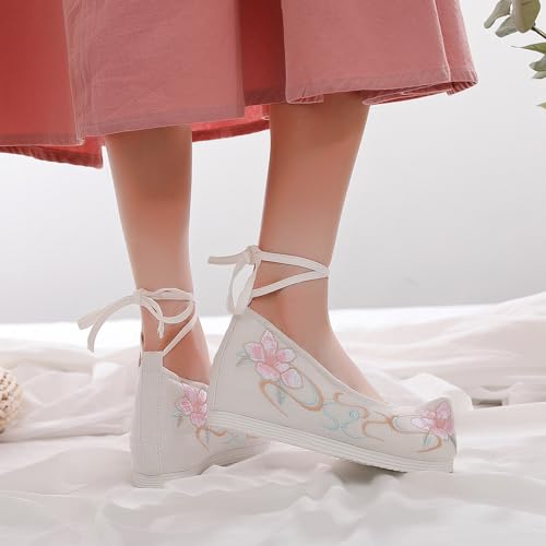 Women Hanfu Shoes Chinese Embroidered Flower Flat Retro Vintage Handmade Floral Embroidery Shoes for Women Ballet Mary Jane Flat Shoes 6