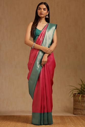 Image of Soch Womens Silk Blend Zari Woven Saree