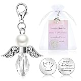 Tenare Schutzengel Schlüsselanhänger Glücksbringer Münze Mutmacher Geschenk Set inklusive Engel Anhänger Motivationaler Karte und Glücksmünze, Gute Besserung Geschenk für Familie Freunde Kollegen
