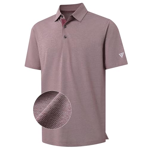 M MAELREG Golf Shirts for Men Dry Fit Short Sleeve Performance Moisture Wicking Heather Jacquard Active Mens Polo Shirts