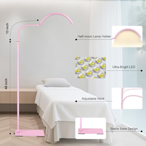 Image of Half Moon LED Floor Light - Professional Shadow-Free, Dimmable Lamp | for Lash Techs, Estheticians & Tattoo Artists | Eyelash Extensions, Nail Art, Home & Office (Pink)