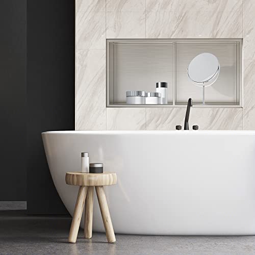 Jolitac Stainless Steel Shower Niche Inwall 12\" X 24\", Double Placed Tiers Bathroom Storage Shelf Niche Perfect for Shampoo and Soap Storage - Thumbnail 6