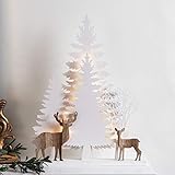 Lights4fun 15er LED Weihnachtsbaum Silhouette Batteriebetrieb Timer