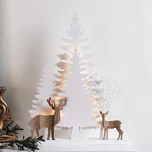 Preisvergleich Produktbild Lights4fun 15er LED Weihnachtsbaum Silhouette Batteriebetrieb Timer