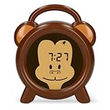 Alecto BC-100 Monkey Wecker Kinder - Kinderwecker USB Aufladbar - Kinder Wecker mit Nachtlicht - Schlaftrainer Braun