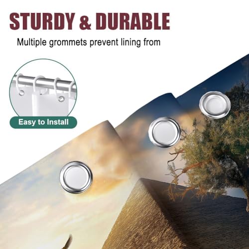 Rideau de douche imperméable et lavable motif pyramide soleil