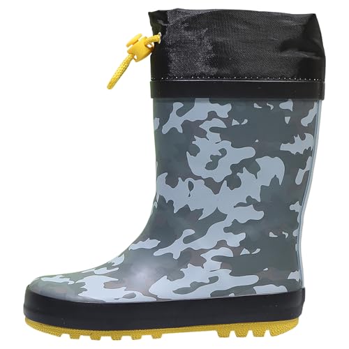 Waterproof Rain Boots for Toddler and Kids - Boys Girls Rubber Rain Boots with Easy on Handles for Outdoor Playing