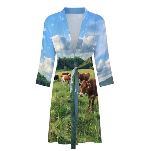 Farmhouse Cows Funny Men's Robe Soft Lightweight Bathrobe Long-sleeve Spa Robes4