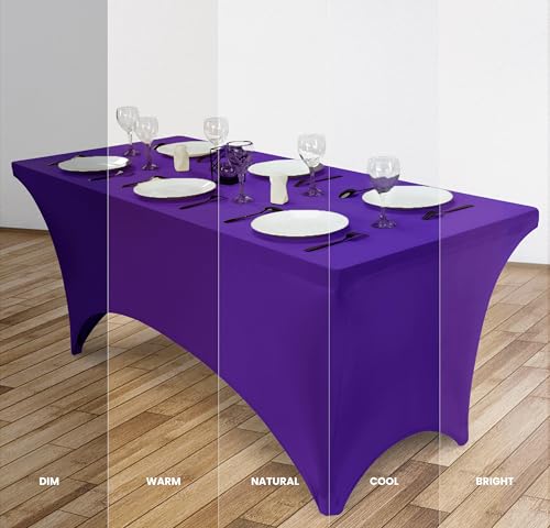 Image of Utopia Kitchen Spandex Tablecloth 1 Pack [6FT, Purple] Tight, Fitted, Washable and Wrinkle Resistant Stretch Rectangular Patio Table Cover for Event, Wedding, Banquet & Parties [72Lx30Wx30H Inch]