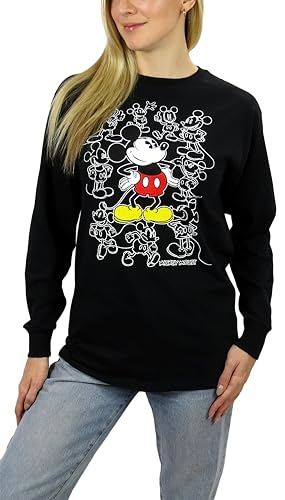 Image of Disney Mickey Mouse Long Sleeve Tee (US, Alpha, Large, Regular, Regular, Sketch Black)