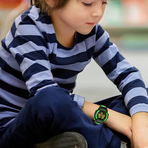 Image of Kids Watch,Boys Watch for 3-15 Year Old Boys,Digital Sport Outdoor Multifunctional Chronograph LED 50 M Waterproof Alarm Calendar Analog Watch for Children with Silicone Band,Kids Gift